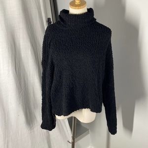 Bobeau black open weave high low cozy &soft sweater NWT